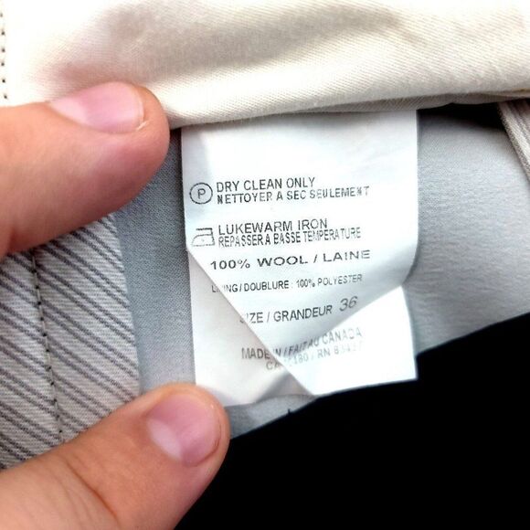 Ballin Classic Super 120s Wool Gray W/ Blue Twill Pleated Cuff Dress Pants 36/31 - Picture 8 of 8